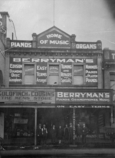 Berryman's music shop and Goldfinch and Cousins menswear shop, Coleman Mall - Resource cover image