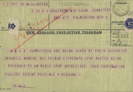 New Zealand Post Office telegram