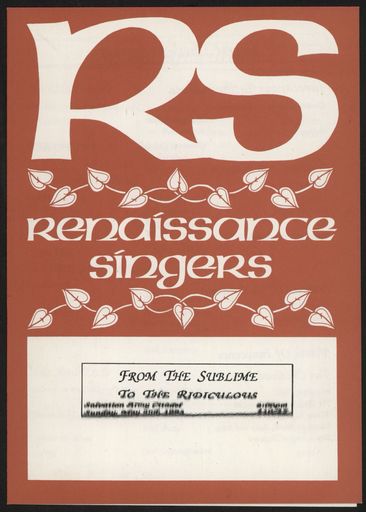Renaissance Singers concert programme