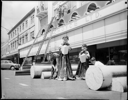 "Monster Christmas Decorations" Outside Milne and Choyce Ltd.