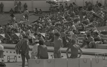 Swimmers and spectators at the Lido Pool