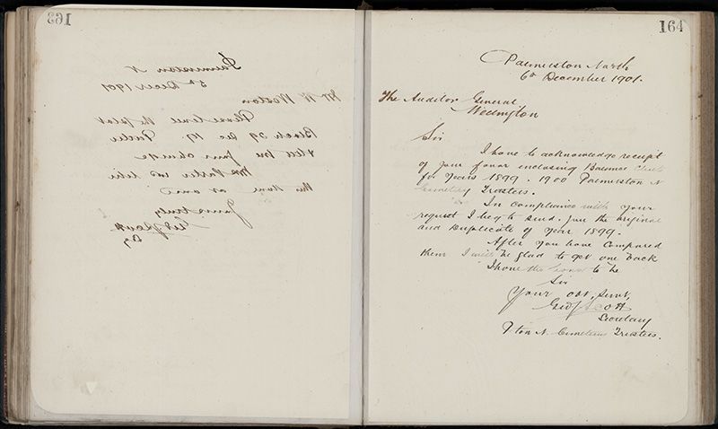 Outwards Correspondence of the Palmerston North Cemetery Trustees, 1898 -1902 191