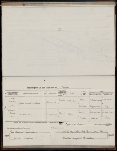 Marriage register 1909- 1927