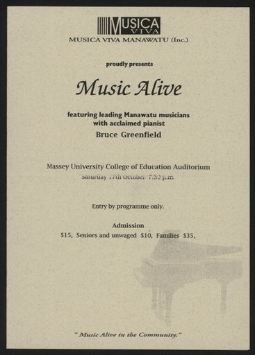 Musica Viva Manawatū - concert programme