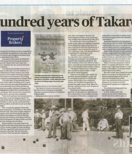 Back Issues: One hundred years of Takaro Park