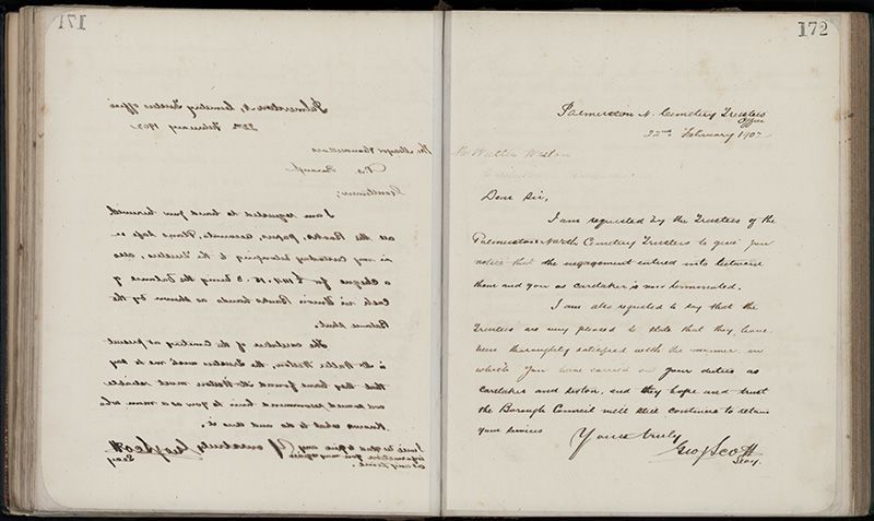 Outwards Correspondence of the Palmerston North Cemetery Trustees, 1898 -1902 199