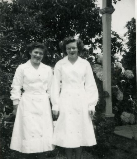 Faye Hall and Marie Haslem, waitresses for Royal Civic dinner