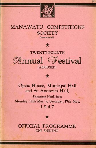 Manawatū Competitions Society, Official Programme, Twenty-Fourth Annual Festival