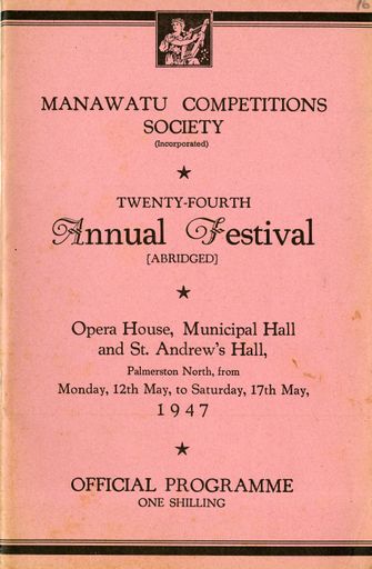 Manawatū Competitions Society, Official Programme, Twenty-Fourth Annual Festival