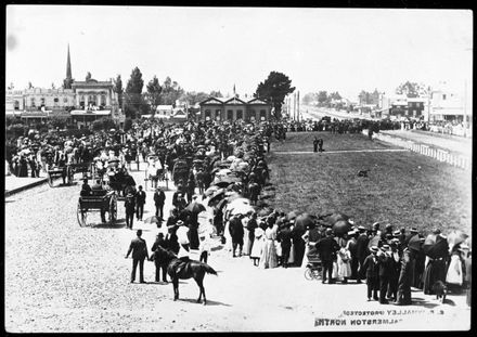 Crowd in The Square awaiting the arrival of Indian Troops