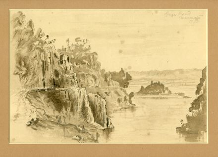 Drawing of the Manawatu Gorge road