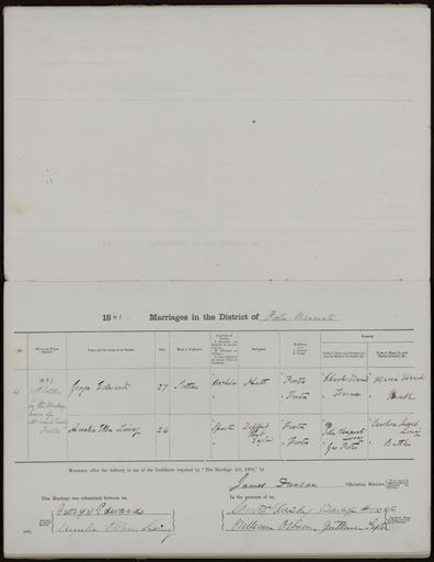 Marriage register 1880 - 1894