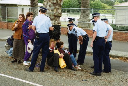 Avenue Action - protestors and police officers
