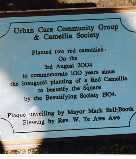 Plaque Commemorating the Planting of Camellias