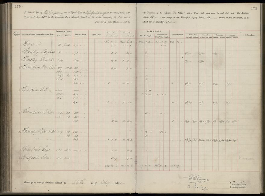 Palmerston North Rate Book, 1893 - 1896, 184