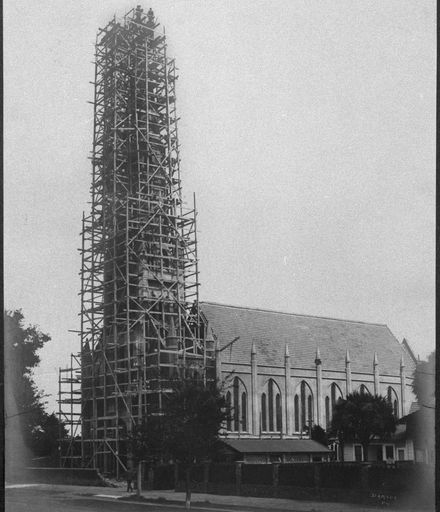 Construction of St Patricks Church spire, Broadway