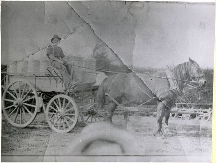 Mr Arthur Gloyn with horse and milk cans