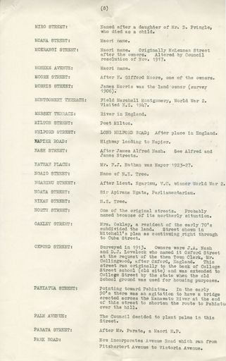Page 8: Origins of street names of Palmerston North