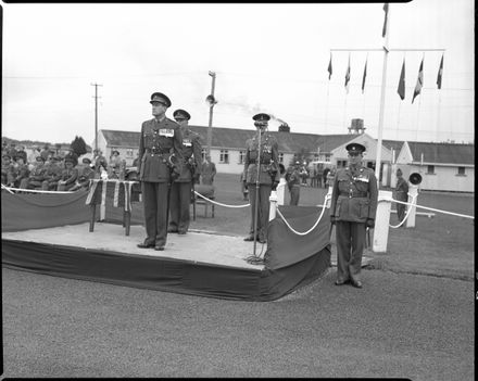 Three Senior Officers on a Platform, Parade Ground, Linton