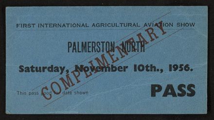 Pass to the First International Agricultural Aviation Show, Milson Airport - Resource cover image