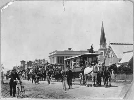 Parishioners of All Saints Church departing on a picnic, Church Street