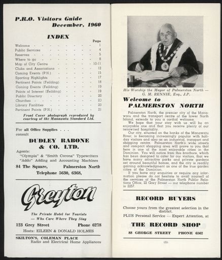 Visitors Guide Palmerston North and Feilding: December 1960 - 2