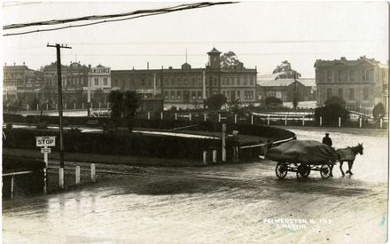 Horse and cart crossing the railway lines in The Square 1
