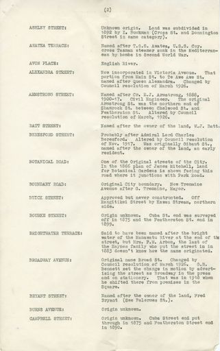 Page 2: Origins of street names of Palmerston North