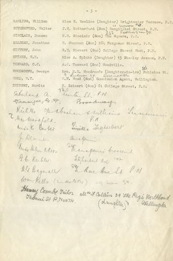 Page 3: List of 'Early Pioneers' of Palmerston North
