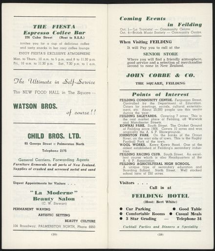 Visitors Guide Palmerston North and Feilding: October 1960 - 11