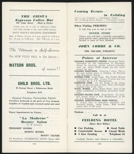 Visitors Guide Palmerston North and Feilding: October 1960 - 11