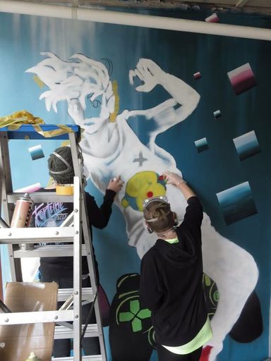 Youth Space mural during creation