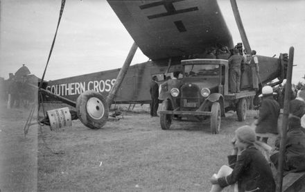 Preparing Charles Kingsford Smith's "Southern Cross" aeroplane at Milson Airport for repairs