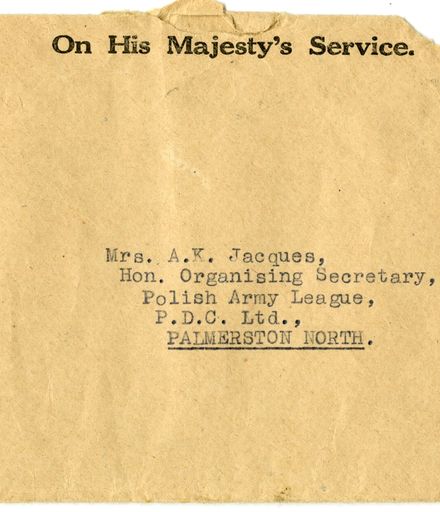 Envelope addressed to the Polish Army League