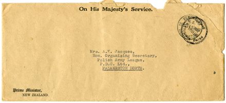 Envelope addressed to the Polish Army League