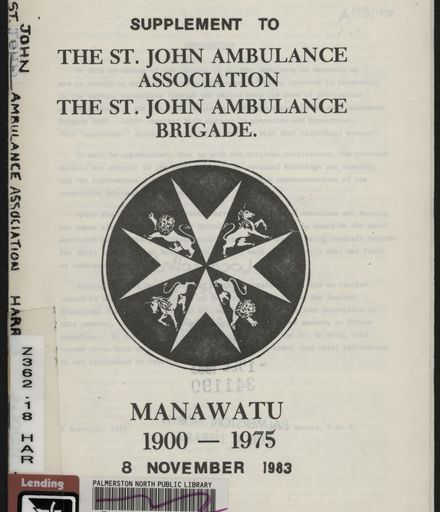 Supplement to History of the St John Ambulance Association Manawatu, 1900-1975 1