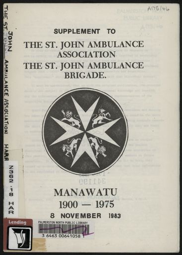 Supplement to History of the St John Ambulance Association Manawatu, 1900-1975 1