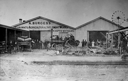 Adam Burges' Manawatu Agricultural Implement Works, corner of Rangitikei and Queen Streets