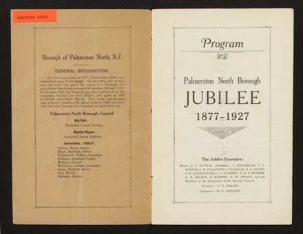 Palmerston North 1927 Jubilee Souvenir Programme 2