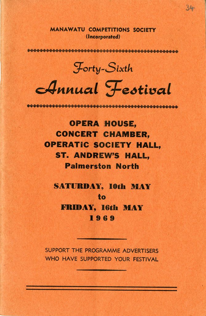 Manawatū Competitions Society, Official Programme, Forty-Sixth Annual Festival