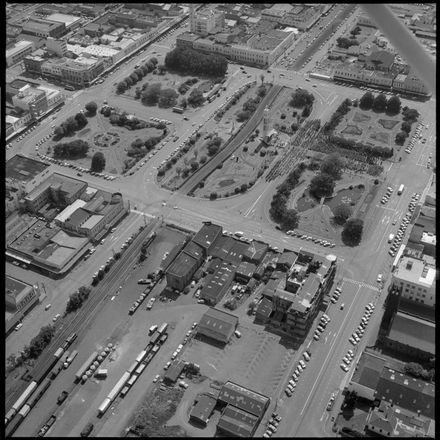 "Sir Bernard Walking Toward School Children" Aerial View