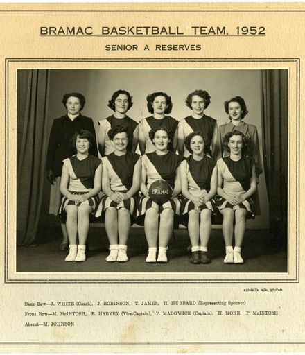 Bramac Basketball (Netball) Team, 1952