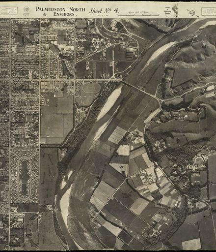 Aerial photo of Palmerston North in 1945 – no. 4 South-West quarter of City