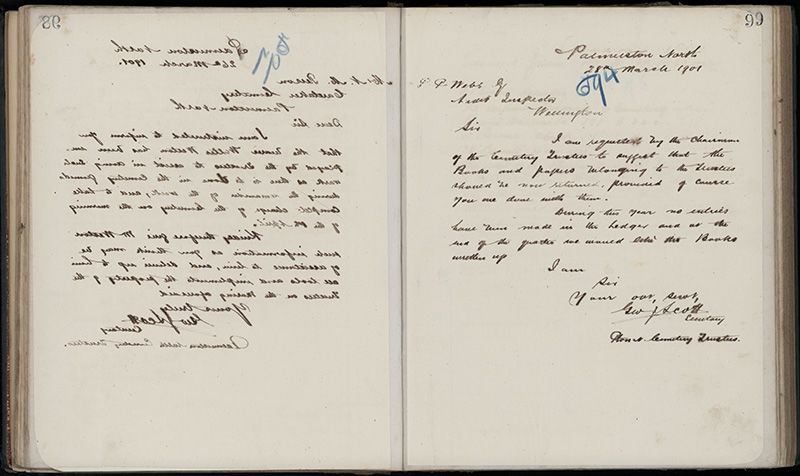 Outwards Correspondence of the Palmerston North Cemetery Trustees, 1898 -1902 126