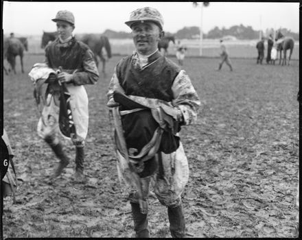 "The Mud Did Fly" Jockeys at Race Meet