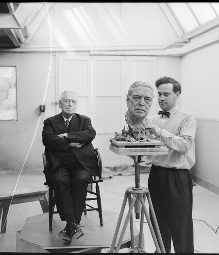 "Nash and Johnston" Posing with Sculpture