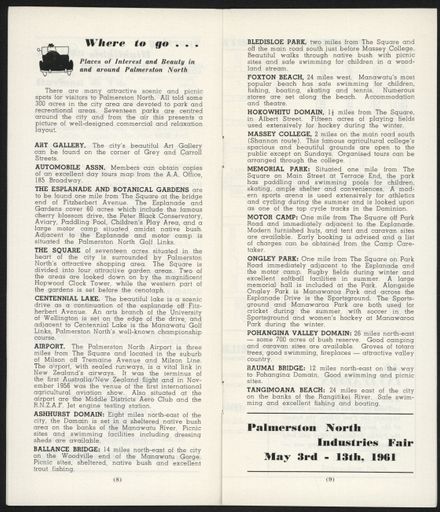Visitors Guide Palmerston North and Feilding: October 1960 - 6