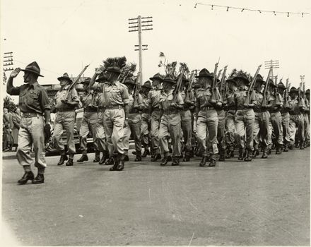 Army March Past, as part of Palmerston North 75th Jubilee celebrations