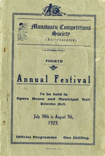 Manawatū Competitions Society, Official Programme, Fourth Annual Festival