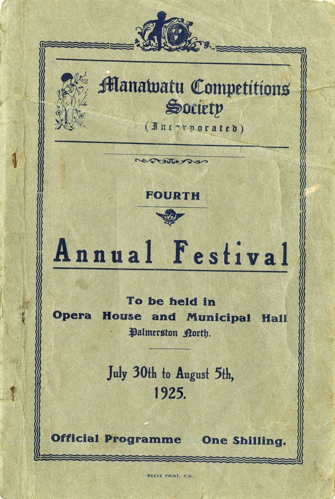 Manawatū Competitions Society, Official Programme, Fourth Annual Festival